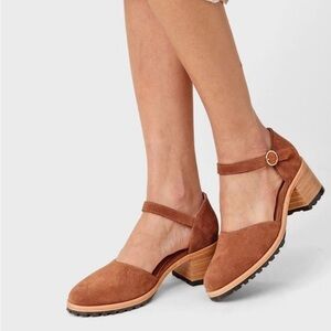 PATINA Portland Leather Women's Tan
Suede Leather Heeled Mary Jane Shoes 7.5